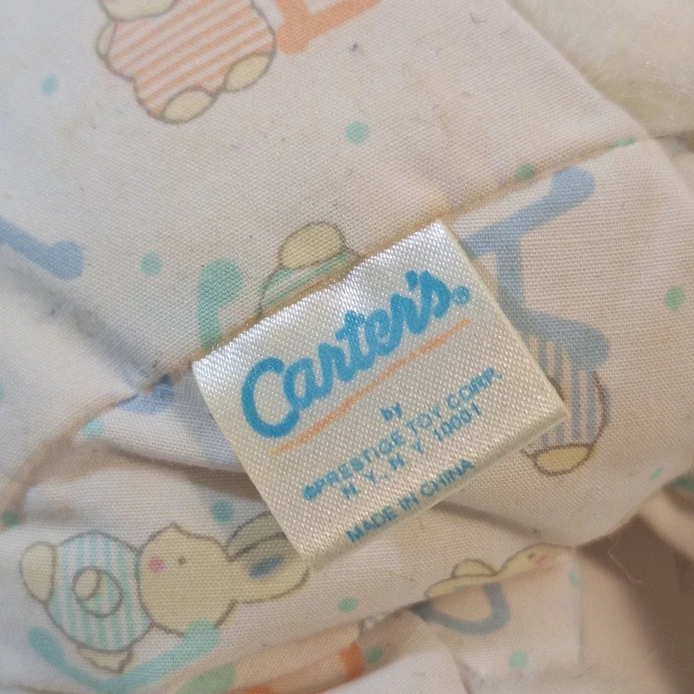 Carters Prestige Bunny Rabbit Plush Baby outfit‎ PJs lovey rattle white 12
